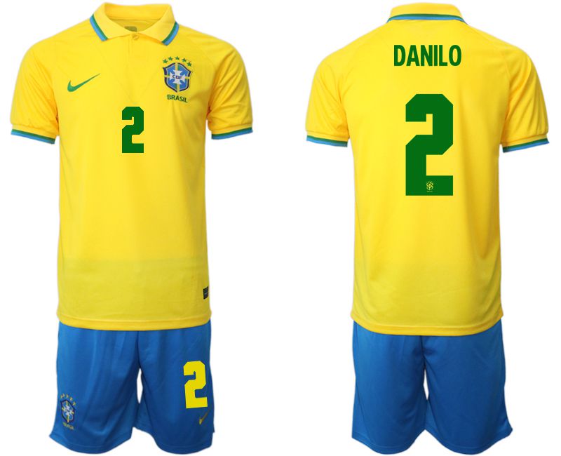 Men 2022 World Cup National Team Brazil home yellow #2 Soccer Jersey